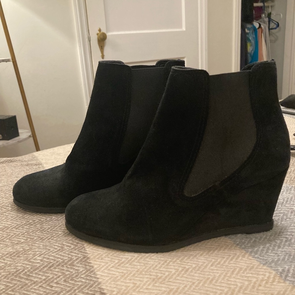 LK Bennet Black Suede Platform Ankle Boots 6